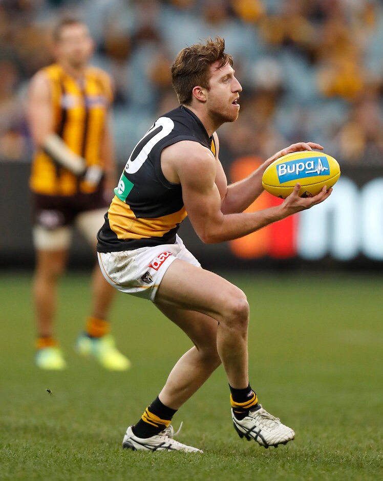 AFL 2016 Rd 18 - Hawthorn v Richmond MELBOURNE, AUSTRALIA - JULY 24: Reece Conca of the Tigers in action during the 2016 AFL Round 18 match between the Hawthorn Hawks and the Richmond Tigers at the Melbourne Cricket Ground on July 24, 2016 in Melbourne, Australia. (Photo by Michael Willson/AFL Media)